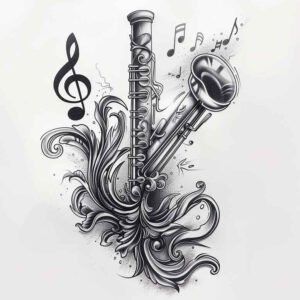 treble-clef-note – tattoo design ideas free ai generated – modest – for-ankle – Gallery: music-inkby-ai