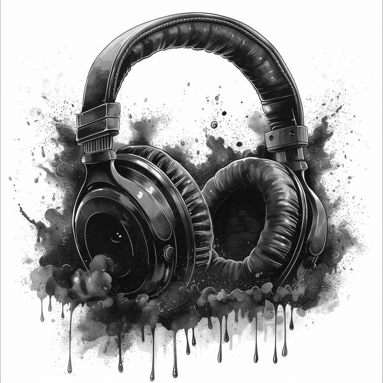 wave-sound – tattoo design ideas free ai generated – pure-outline – for-thigh – Gallery: music-inkby-ai