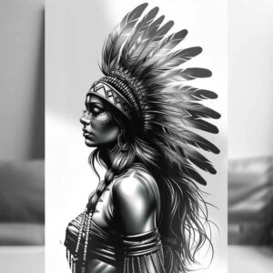 native-feather-tattoo-surrealism-vivid-hallucination-for-behind-ear – tattoo design ideas free ai generated – Gallery: native-american-women-inkby-ai