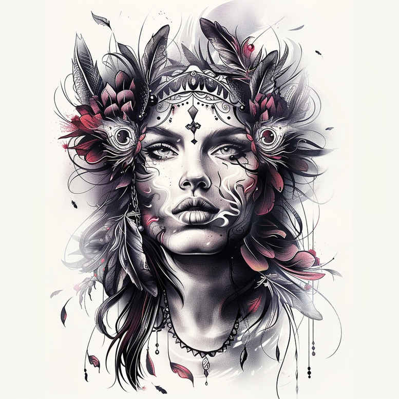 native-life-symbol-tattoo-realism-glowing-edges-for-collarbone – tattoo design ideas free ai generated – Gallery: native-american-women-inkby-ai