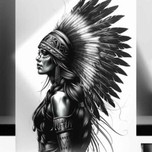 native-ceremonial-tattoo-surrealism-chromatic-aberration-for-lower-thigh – tattoo design ideas free ai generated – Gallery: native-american-women-inkby-ai