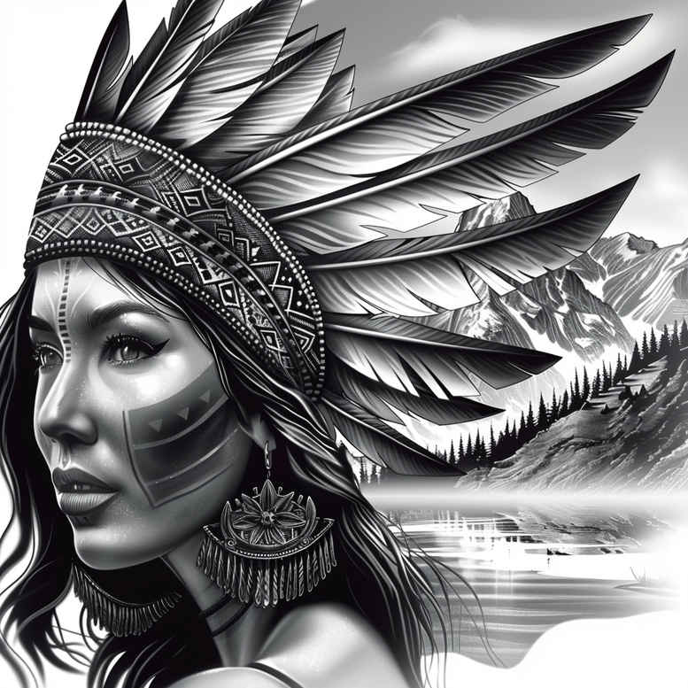 native-warrior-tattoo-neotraditional-vibrant-palette-for-chest – tattoo design ideas free ai generated – Gallery: native-american-women-inkby-ai
