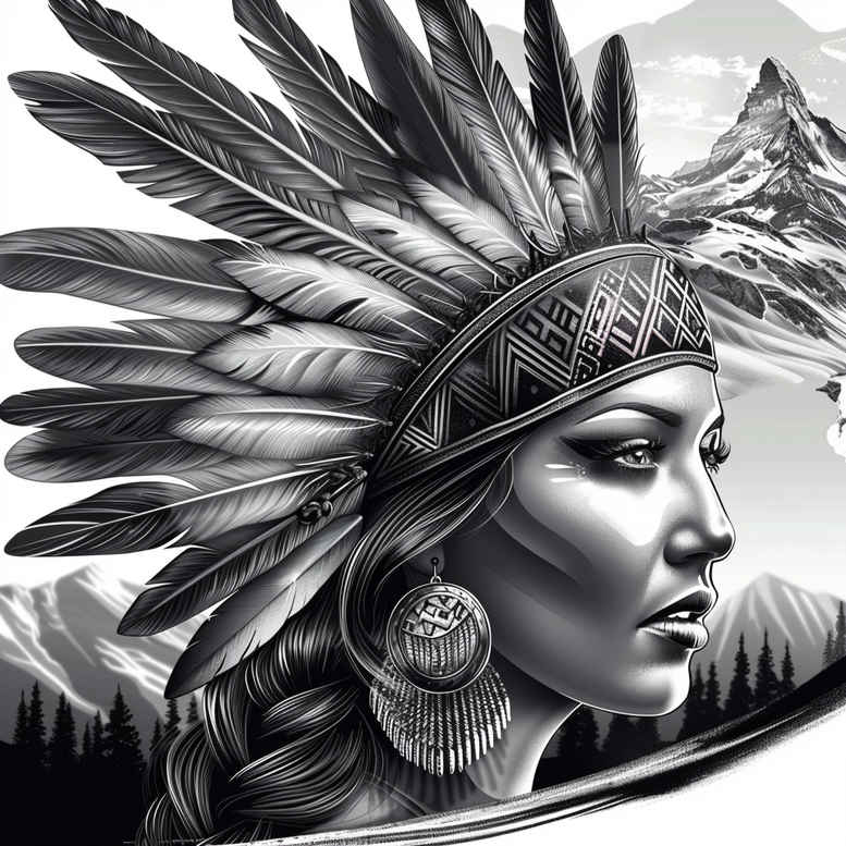 native-motifs-tattoo-realism-refined-contrast-for-upper-chest – tattoo design ideas free ai generated – Gallery: native-american-women-inkby-ai