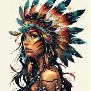 native-american-women tattoo design ideas Surrealism blurred edges ancestral perseverance and power