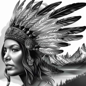native-american-women tattoo design ideas Surrealism unreal cultural symbols represents determination