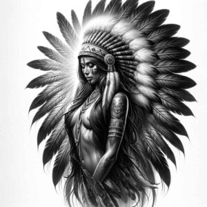native-american-women tattoo design ideas Surrealism shadow play detailed eyes for elbow