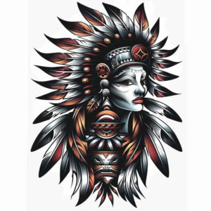 native-american-women tattoo design ideas Neotraditional vivid color detailed face for upper shoulder