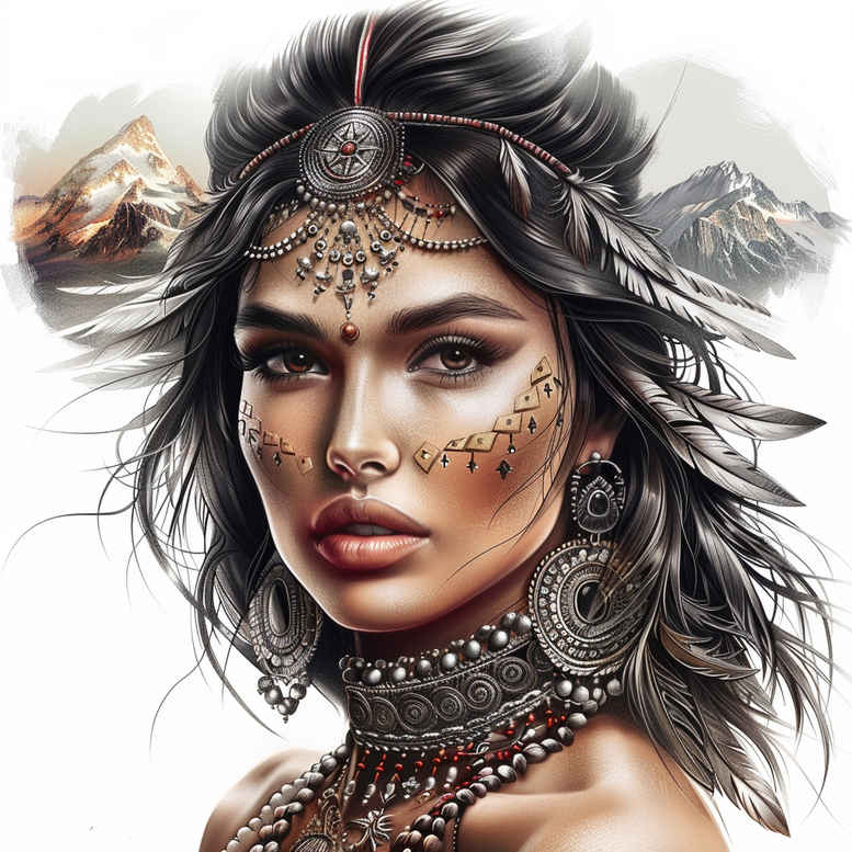 native-american-women tattoo design ideas Surrealism impossible forms dignified represents perseverance