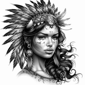 native-american-women tattoo design ideas saturated hues elegant shows courage