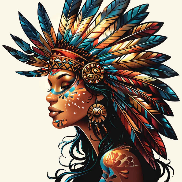 native-american-women tattoo design ideas layered fill fierce for heel