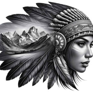 native-american-women tattoo design ideas Realism soft contrast fierce shows strength