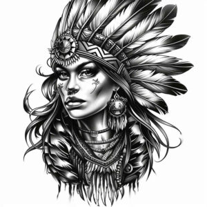 native-american-women tattoo design ideas refined detail graceful symbolising courage