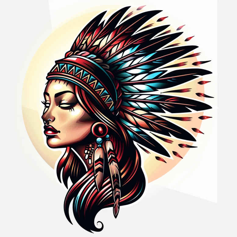 native-american-women tattoo design ideas bold highlights heritage for upper back