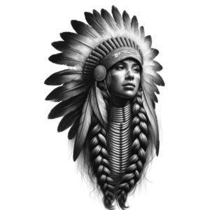 native-american-women tattoo design ideas bold outline heritage symbol of courage