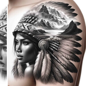 native-american-women tattoo design ideas photo-realistic native motifs stands for endurance