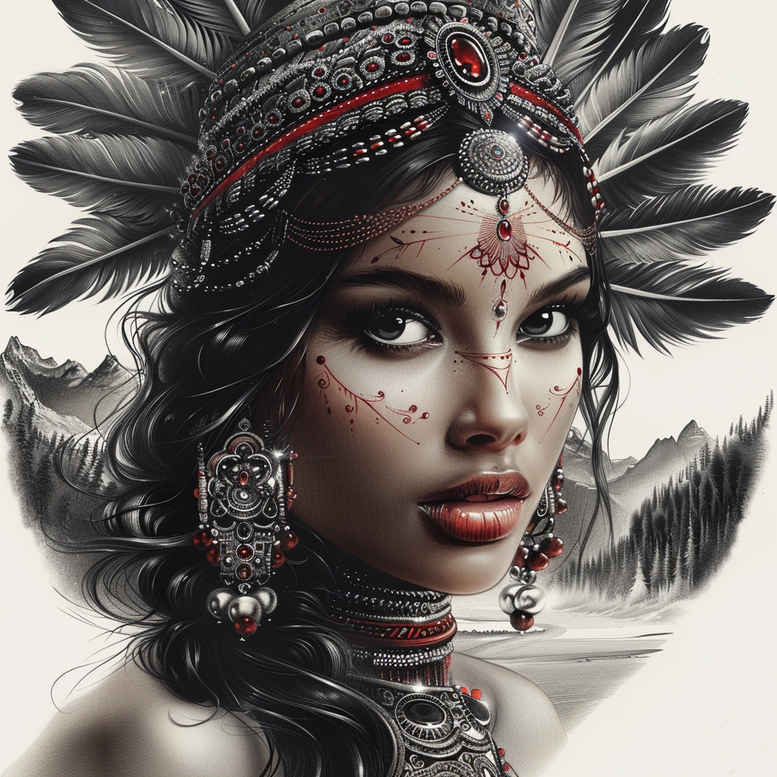 native-american-women tattoo design ideas clear lines spiritual for triceps