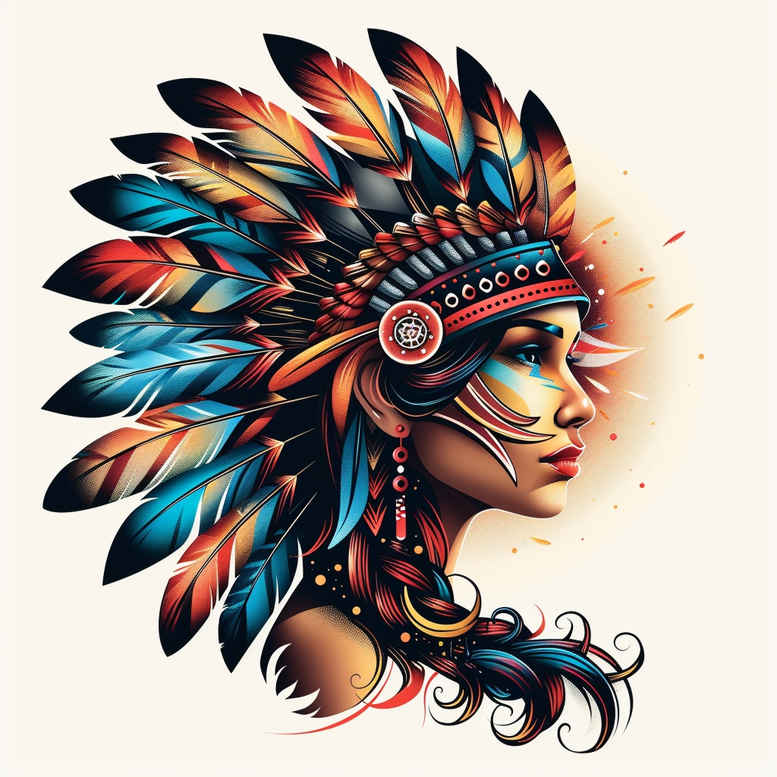 native-american-women tattoo design ideas Surrealism fantasy-inspired spiritual strength for back shoulder