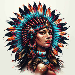 native-american-women tattoo design ideas Realism full detail symbolic tattoos for upper thigh