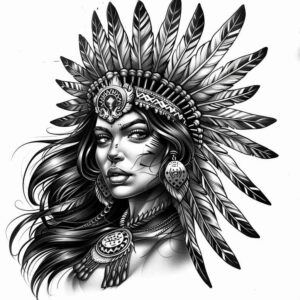 native-american-women tattoo design ideas Realism seamless blend traditional for toe