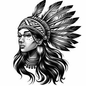 native-american-women tattoo design ideas Surrealism whimsical traditional hairstyle for behind ear