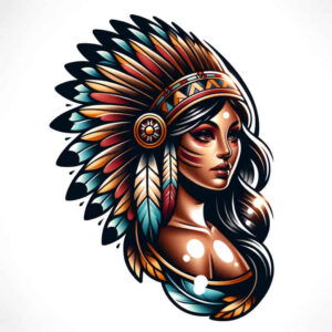 native-american-women tattoo design ideas vector-style traditional hairstyle meaning resilience