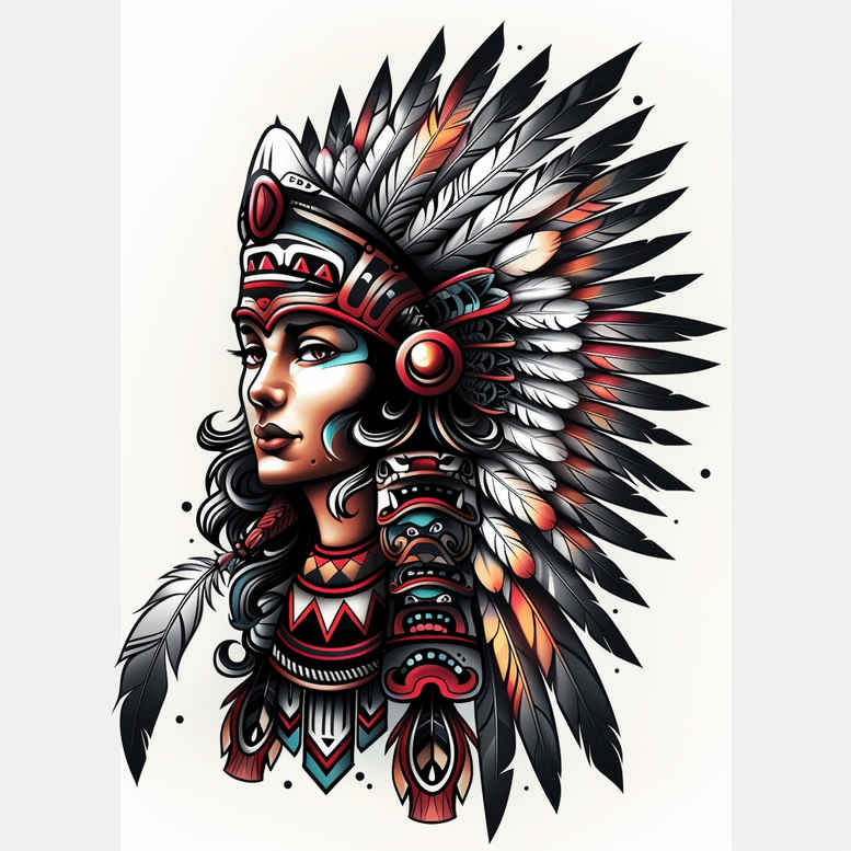 native-american-women tattoo design ideas Surrealism surreal lighting tribal patterns meaning determination