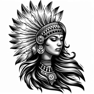 native-american-women tattoo design ideas smooth complexion warrior embodying courage