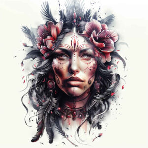 native-ritual-tattoo-surrealism-otherworldly-for-nape – tattoo design ideas free ai generated – Gallery: native-american-women-inkby-ai