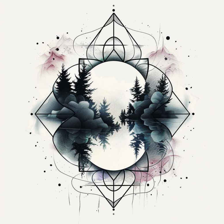 for-women – tattoo design ideas free ai generated – spiritual-design – for-chest – Gallery: nature-and-geometry-inkby-ai