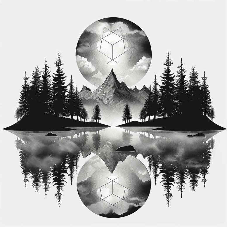 geometric-details – tattoo design ideas free ai generated – cosmic – for-biceps – Gallery: nature-and-geometry-inkby-ai