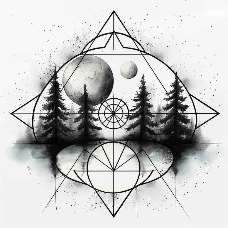 geometric-elements – tattoo design ideas free ai generated – geometric-lace – for-side – Gallery: nature-and-geometry-inkby-ai