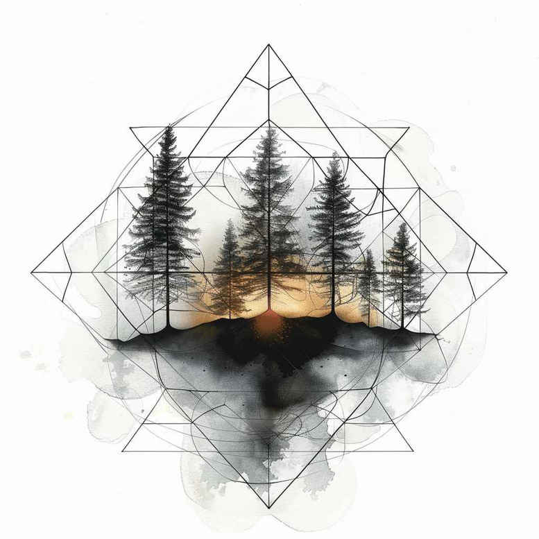 geometric-fractals – tattoo design ideas free ai generated – enlightenment – for-scapula – Gallery: nature-and-geometry-inkby-ai