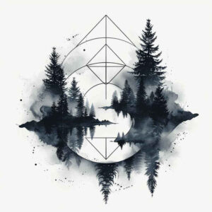 geometric-fractals – tattoo design ideas free ai generated – radiant-center – for-side – Gallery: nature-and-geometry-inkby-ai