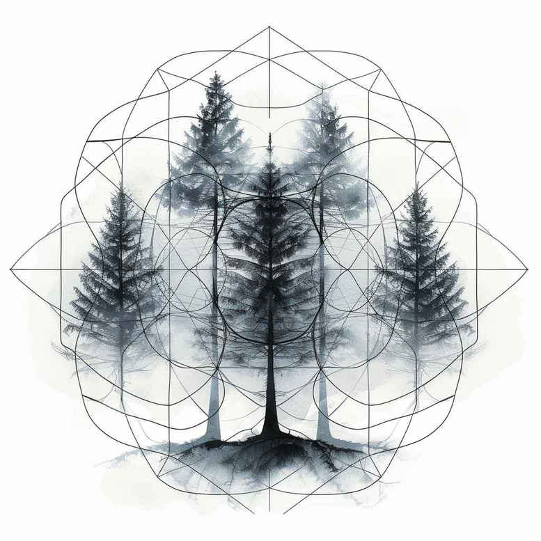 geometric-harmony – tattoo design ideas free ai generated – circular-grid – for-spine – Gallery: nature-and-geometry-inkby-ai