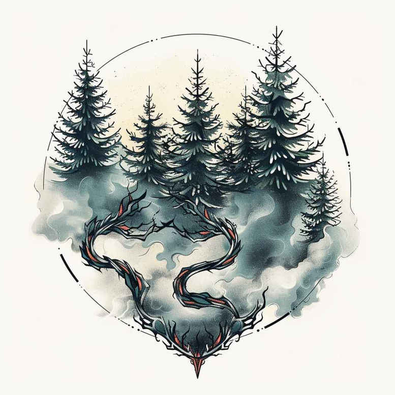 geometric-harmony – tattoo design ideas free ai generated – detailed-lines – for-lower-chest – Gallery: nature-and-geometry-inkby-ai