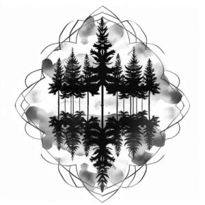 geometric-harmony – tattoo design ideas free ai generated – wavy-lines – for-behind-ear – Gallery: nature-and-geometry-inkby-ai