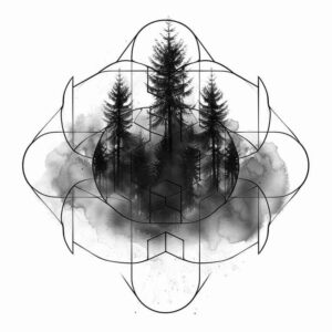 geometric-leaves – tattoo design ideas free ai generated – zen – for-full-back – Gallery: nature-and-geometry-inkby-ai