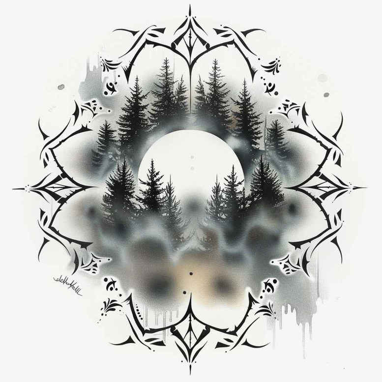 geometric-loops – tattoo design ideas free ai generated – continuous-pattern – for-back-of-neck – Gallery: nature-and-geometry-inkby-ai