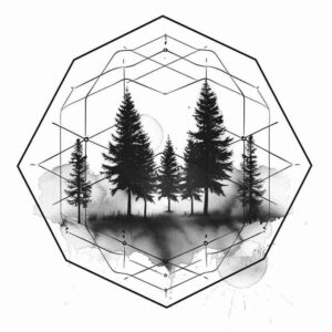 geometric-loops – tattoo design ideas free ai generated – engraved-motif – for-upper-thigh – Gallery: nature-and-geometry-inkby-ai
