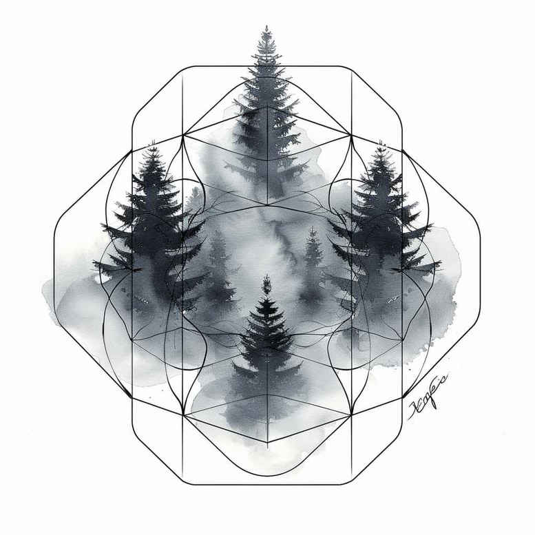 geometric-loops – tattoo design ideas free ai generated – puzzle-pattern – for-arm – Gallery: nature-and-geometry-inkby-ai