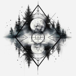 geometric-loops – tattoo design ideas free ai generated – symmetric – for-calf – Gallery: nature-and-geometry-inkby-ai