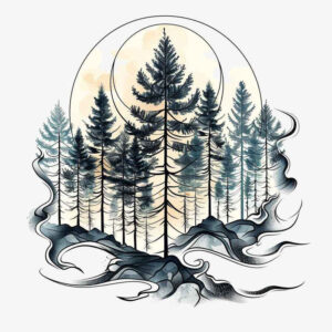 geometric-motifs – tattoo design ideas free ai generated – centered – for-temple – Gallery: nature-and-geometry-inkby-ai
