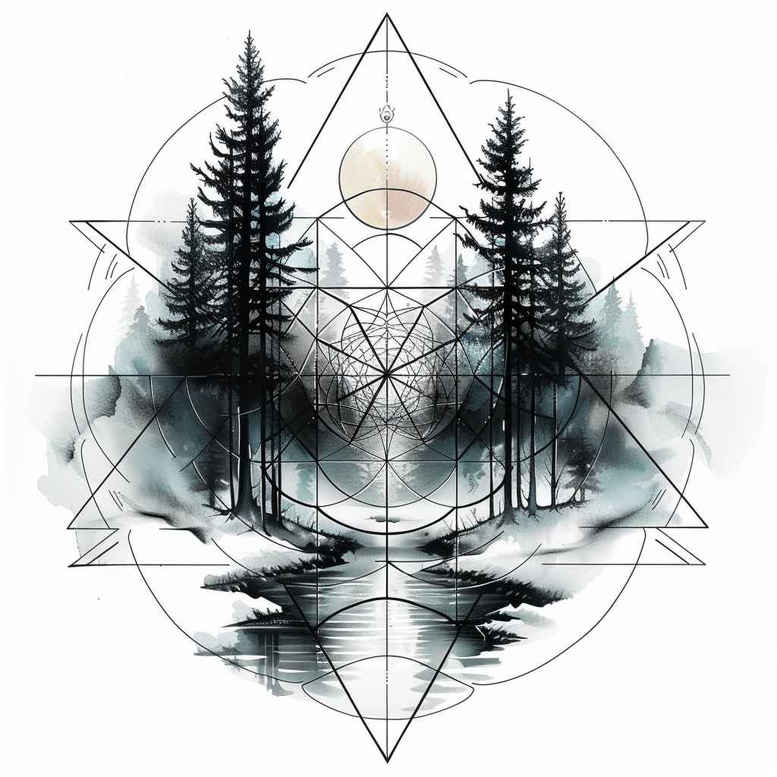 geometric-motifs – tattoo design ideas free ai generated – elaborate – for-neck – Gallery: nature-and-geometry-inkby-ai