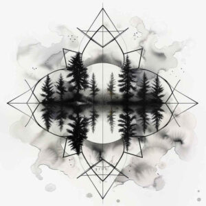 geometric-ornaments – tattoo design ideas free ai generated – radiating-symmetry – for-lower-chest – Gallery: nature-and-geometry-inkby-ai