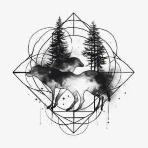 geometric-patterns-and-plants – tattoo design ideas free ai generated – calm-mind – for-upper-chest – Gallery: nature-and-geometry-inkby-ai