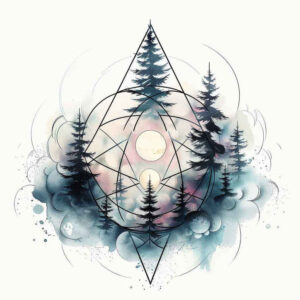 geometric-patterns-and-plants – tattoo design ideas free ai generated – circle-segments – for-elbow – Gallery: nature-and-geometry-inkby-ai