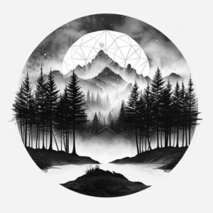 geometric-patterns-and-plants – tattoo design ideas free ai generated – circular-grid – for-upper-chest – Gallery: nature-and-geometry-inkby-ai