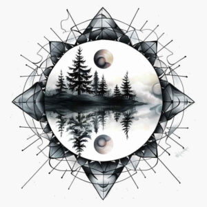 geometric-patterns – tattoo design ideas free ai generated – blooming-center – for-forearm – Gallery: nature-and-geometry-inkby-ai