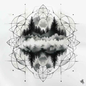 geometric-patterns – tattoo design ideas free ai generated – blooming-center – for-full-back – Gallery: nature-and-geometry-inkby-ai