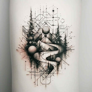geometric-patterns – tattoo design ideas free ai generated – detailed-symmetry – for-calf – Gallery: nature-and-geometry-inkby-ai